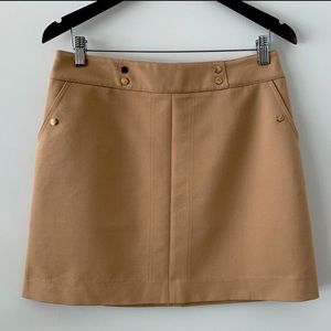NWOT Tan Skirt with Gold Button Accents